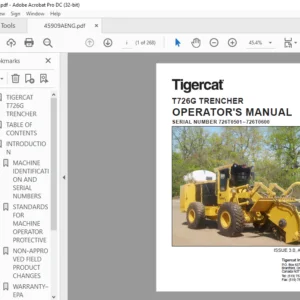 Tigercat T726G TRENCHER OPERATOR'S MANUAL SN 726T0501–726T0600 - PDF DOWNLOAD