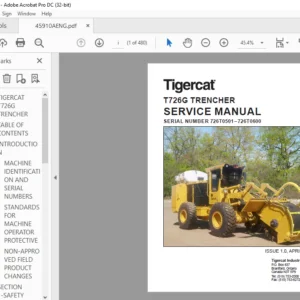 Tigercat T726G TRENCHER SERVICE MANUAL SN 726T0501–726T0600 - PDF DOWNLOAD