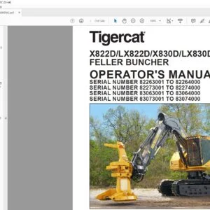 Tigercat X822D LX822D X830D LX830D FELLER BUNCHER OPERATOR'S MANUAL - PDF DOWNLOAD