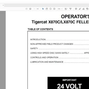 Tigercat X870C LX870C Feller Buncher Operation Guide PDF