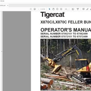 Tigercat LX870C X870C Feller Buncher Operator Manual PDF