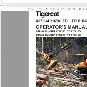 Tigercat X870C LX870C Buncher Full Operator Manual PDF