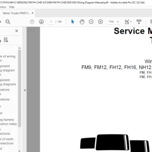 Volvo Trucks FM9 FM12 FH12 FH16 NH12 VERSION2 FM FH CHID A572084 FM FH CHID B351630 Wiring Diagram Manual