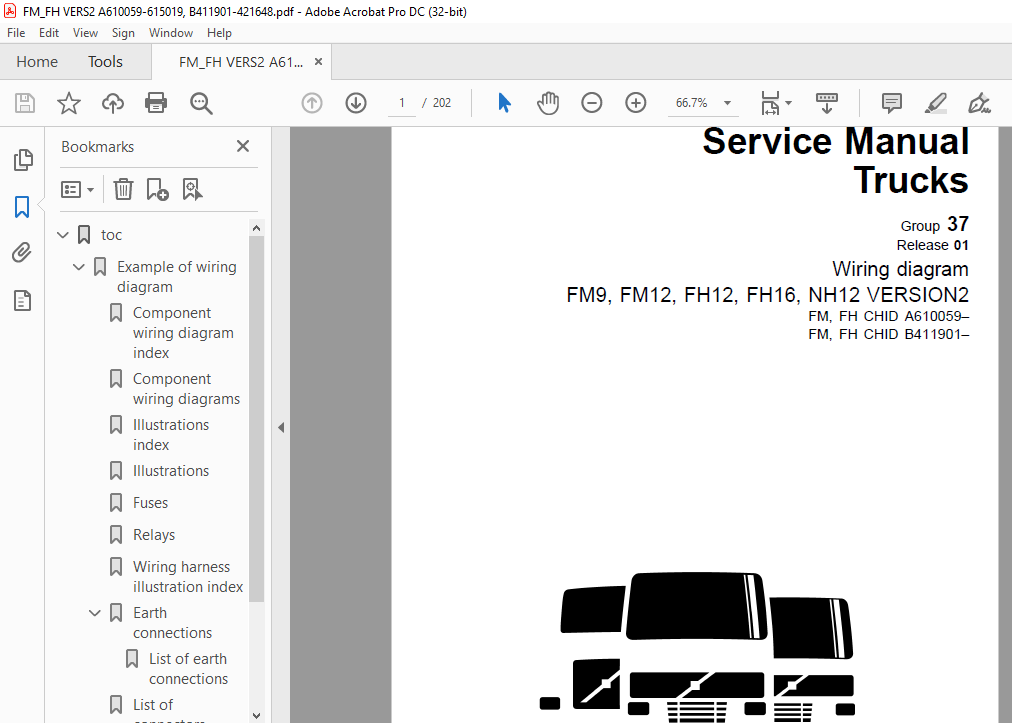 Volvo Trucks FM9 FM12 FH12 FH16 NH12 VERSION2 Wiring Diagram Manual