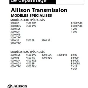 Allison TS3989FR 3000 & 4000 PRODUITS GROUPES Manuel de dépannage - PDF DOWNLOAD
