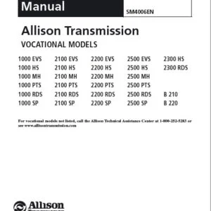 Allison Transmission 1000 & 2000 Product Families 4th Generation Controls Service Manual - PDF DOWNLOAD