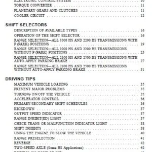 Allison Transmission 1000 & 2000 Product Families Operator's Manual - PDF DOWNLOAD