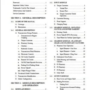 Allison Transmission 1000 & 2000 Product Families Principles of Operation Manual - PDF DOWNLOAD