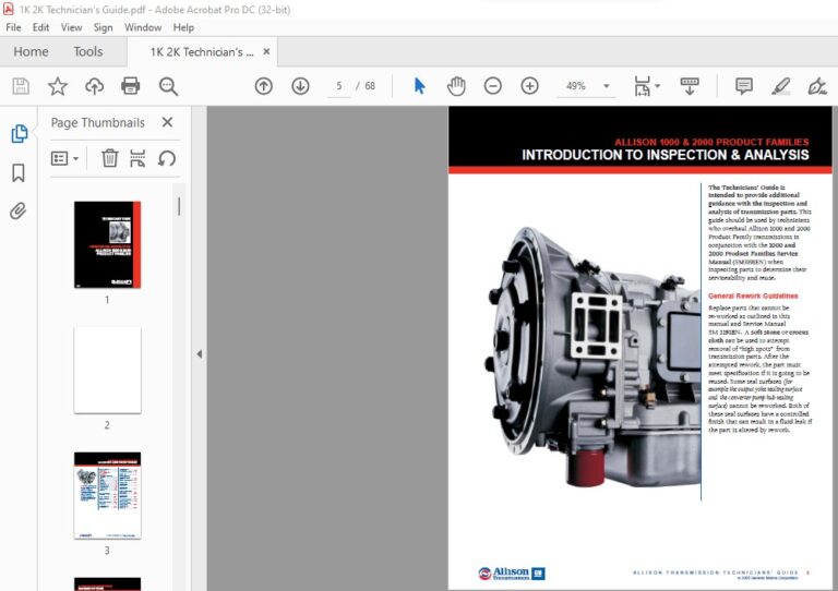 Allison Transmission 1000 & 2000 Product Families Technician's Guide ...