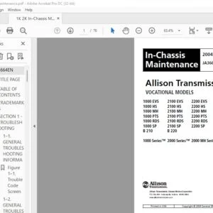 Allison Transmission 1000 Series™ 2000 Series™ 2000 MH Series 2400 Series™ In-Chassis Maintenance Manual