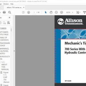 Allison Transmission 700 Series With Hydraulic Controls MT1366EN Mechanic's Tips Manual  - PDF DOWNLOAD