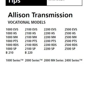 Allison Transmission MT3190EN 1000 & 2000 Product Family Mechanic's Tips Manual - PDF DOWNLOAD