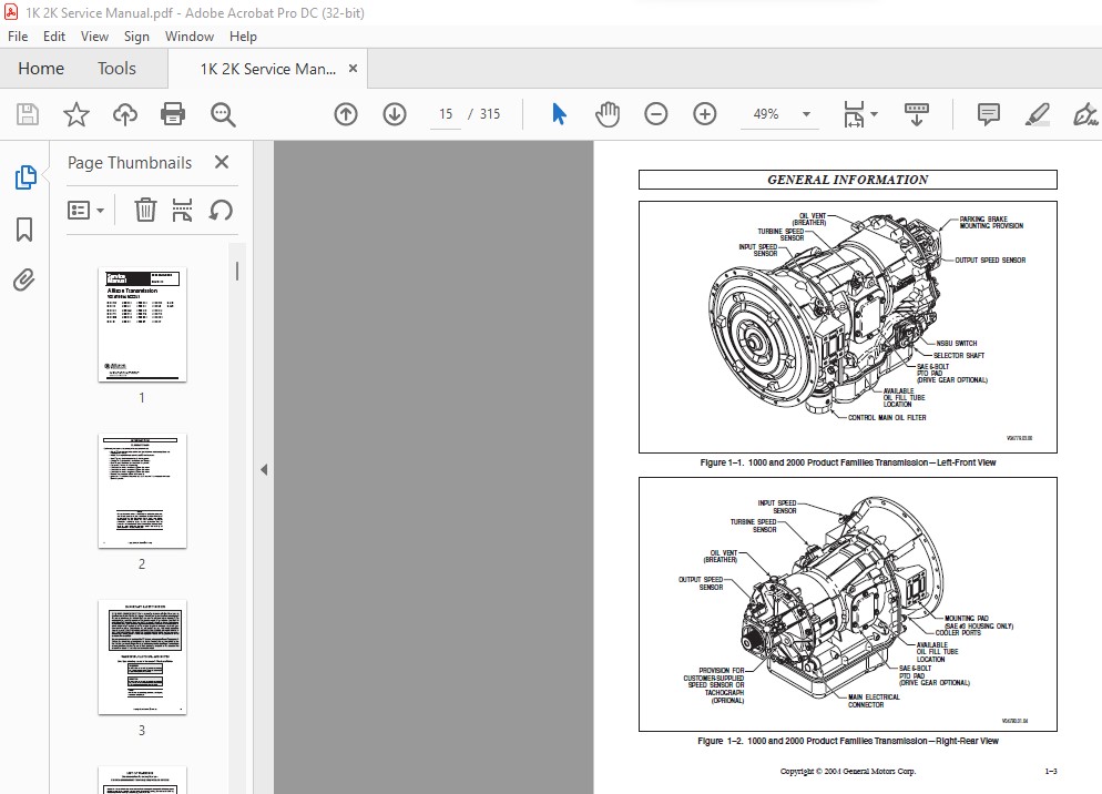 Allison Transmission SM3191EN 1000 & 2000 Product Families Service ...