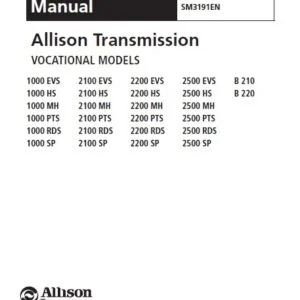 Allison Transmission SM3191EN 1000 & 2000 Product Families Service Manual - PDF DOWNLOAD