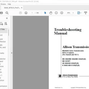 Allison Transmission TS2470EN WTEC II Electronic Controls Troubleshooting Manual Manual PDF Download