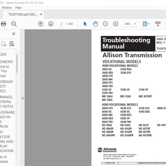 Allison Transmission 3000 & 4000 Product Families Troubleshooting ...