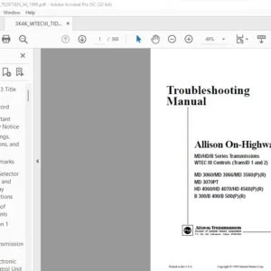 Allison Transmission TS2973EN WTEC III CONTROLS On-Highway Troubleshooting Manual - PDF DOWNLOAD