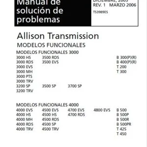 Allison Transmission TS3989ES 3000 y 4000 Manual de solución de problemas - PDF DOWNLOAD (Spanish)