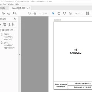 CLAAS Arion 430-410 Naprawa Repair Manual- PDF DOWNLOAD(polish)