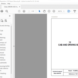 CLAAS Arion 430-410 Repair Manual - PDF DOWNLOAD
