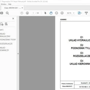 CLAAS Arion 630-610 C Diagnostyka Repair Manual - PDF DOWNLOAD (polish)