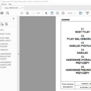 CLAAS Arion 630-610 C Diagnostyka Repair Manual - PDF DOWNLOAD(polish)
