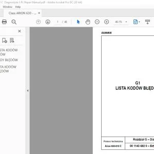 CLAAS Arion 630-610 C Diagnostyka podręcznika napraw - PDF DOWNLOAD (Polish)