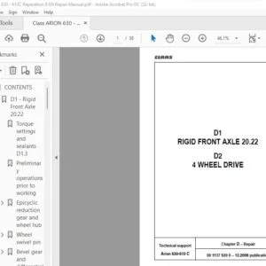 CLAAS Arion 630-610 C Repair Manual - PDF DOWNLOAD