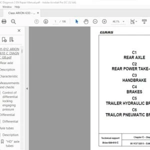 CLAAS Arion 630-610 C Repair Manual - PDF DOWNLOAD