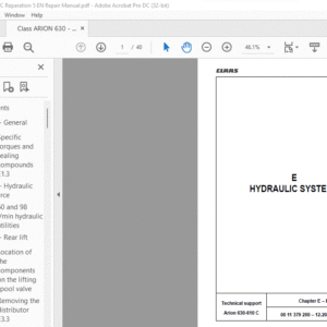 CLAAS Arion 630-610 C Repair Manual -  PDF DOWNLOAD