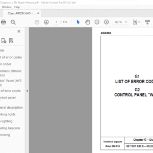 CLAAS Arion 640-510 Diagnosis Repair Manual - PDF DOWNLOAD