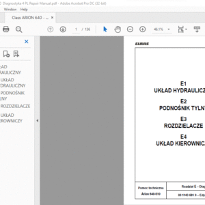 CLAAS Arion 640-510 Diagnostyka Podręcznik napraw  - PDF DOWNLOAD(Polish)