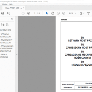 CLAAS Arion 640-510 Diagnostyka Podręcznik napraw - PDF DOWNLOAD (Polish)