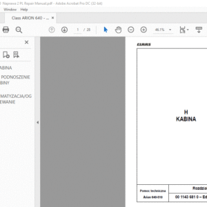 CLAAS Arion 640-510 Naprawa Podręcznik napraw  - PDF DOWNLOAD(Polish)