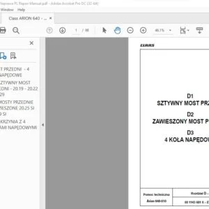 CLAAS Arion 640-510 Naprawa Repair Manual - PDF DOWNLOAD(polish)
