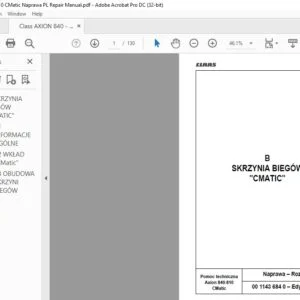 CLAAS Axion 840-810 Cmatic Repair Manual - PDF DOWNLOAD (polish)