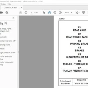 CLAAS Axion 850-810 Diagnostics Repair Manual  - PDF DOWNLOAD