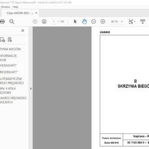 CLAAS Axion 850-810 Naprawa Podręcznik napraw - PDF DOWNLOAD(polish)