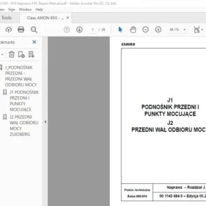CLAAS  Axion 850-810 Naprawa Repair Manual - PDF DOWNLOAD(Polish)