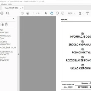 CLAAS Axion 850-810 Naprawa Repair Manual- PDF DOWNLOAD (POLISH)