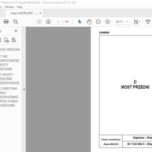 CLAAS Axion 850-810 Repair Manual - PDF DOWNLOAD (Polish)