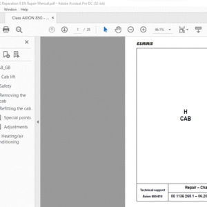 CLAAS Axion 850-810 Repair Manual - PDF DOWNLOAD