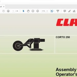 CLAAS CORTO 250 Assembly and Operator's Manual- PDF DOWNLOAD