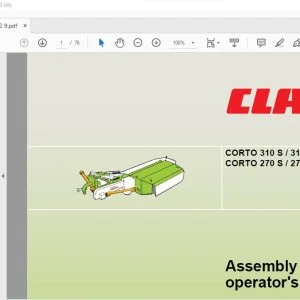 CLAAS CORTO 310 S / 310 N CORTO 270 S / 270 NC / 270 N Assembly and operator's manual - PDF DOWNLOAD