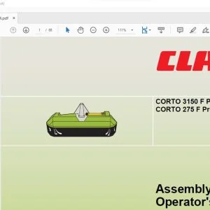 CLAAS CORTO 3150 F Profil CORTO 275 F Profil Assembly and Operator's Manual - PDF DOWNLOAD