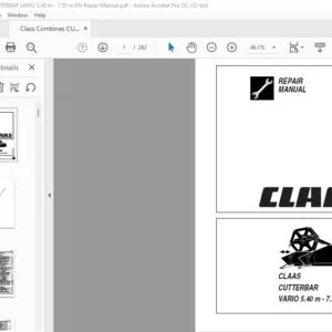 CLAAS CUTTERBAR VARIO 5.40 M- 7.50 M Repair manual - PDF DOWNLOAD