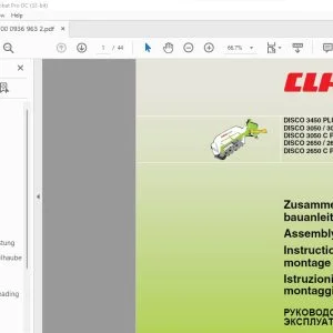 CLAAS DISCO 3450 PLUS DISCO 3050 / 3050 PLUS DISCO 3050 C PLUS DISCO 2650 / 2650 PLUS DISCO 2650 C PLUS Assembly Manual