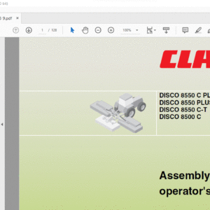 CLAAS DISCO 8550 C PLUS / 8550 C DISCO 8550 PLUS / 8550 DISCO 8550 C-T DISCO 8500 C Assembly and operator's manual - PDF DOWNLOAD