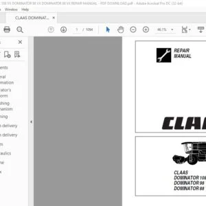 CLAAS DOMINATOR 108 VX DOMINATOR 98 VX DOMINATOR 88 VX REPAIR MANUAL - PDF DOWNLOAD