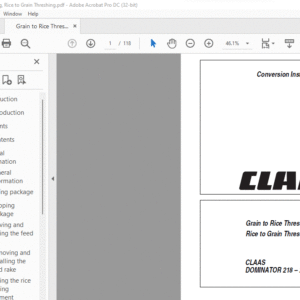 CLAAS DOMINATOR 218 – 202 MEGA Grain to Rice Threshing Rice to Grain Threshing Conversion Instructions Manual - PDF DOWNLOAD